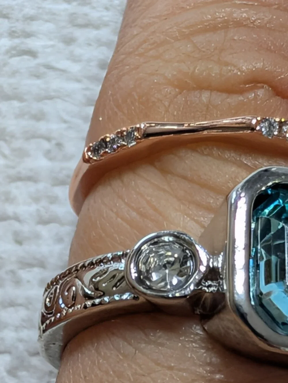 Rose Gold Colored Topaz CZ Silver Ring Bundle